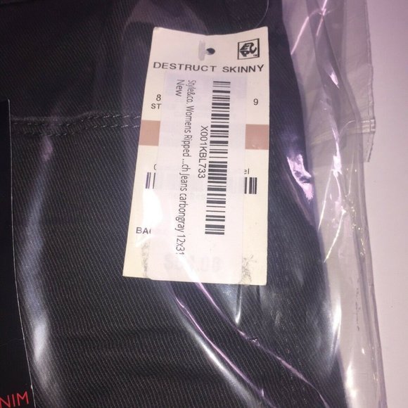 Style & Co. Ripped Colored Wash Skinny Jeans in Gray, Size 12, Retail $54 - Picture 4 of 6